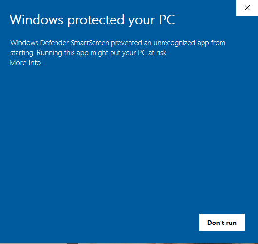 Windows SmartScreen caution